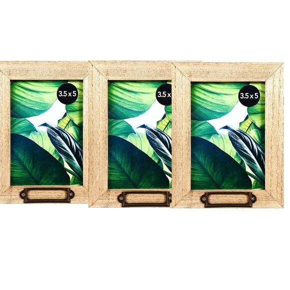 NEW Greenbier Set of Three Wooden Picture Frame 3.5x5 Inch with Placard Decor - Picture 1 of 12